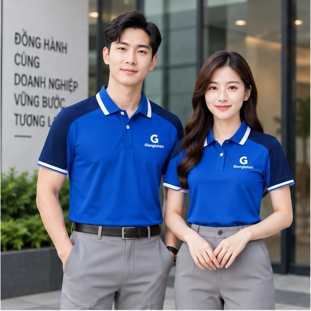 Áo đồng phục sơ mi xanh navy GT07