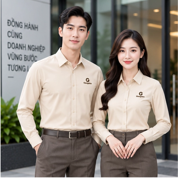 Áo đồng phục sơ mi xanh navy GT08