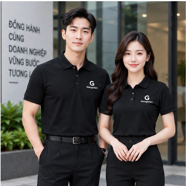 Áo đồng phục sơ mi xanh navy GT09